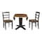International Concepts 42 in. Solid Wood Round Drop Leaf Pedestal Table with 2 Dining Chairs in Hickory/Washed Coal K45-42DPT-23B-C2-2 - alternate 2